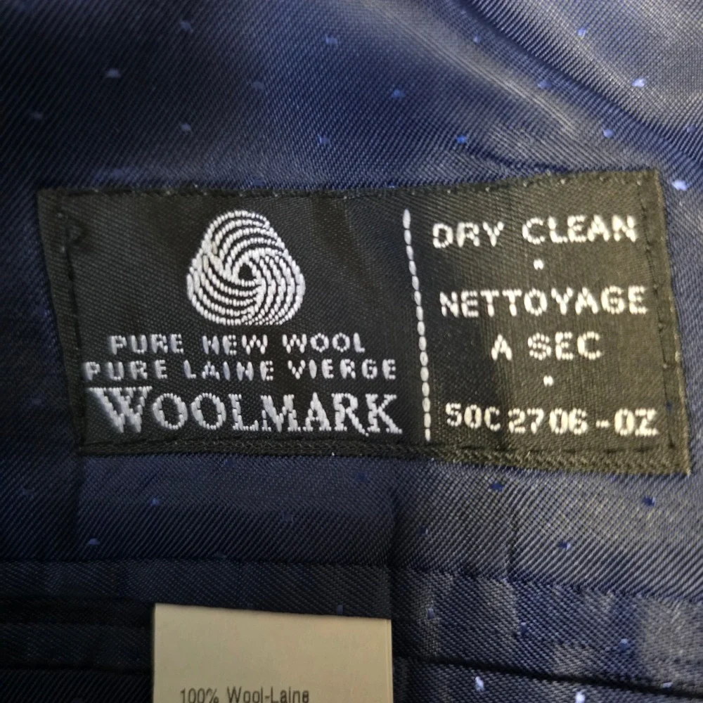 Calvin Klein Mens‎ Navy Blue Herringbone 100% Wool 3-Button Blazer Jacket Canada